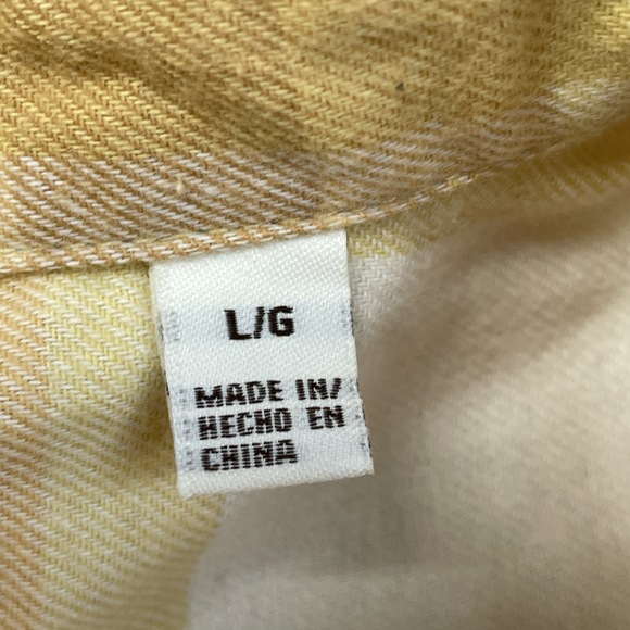 Weatherproof Women's L Plaid Blouse Yellow Cotton Blend e0388 - Picture 3 of 9